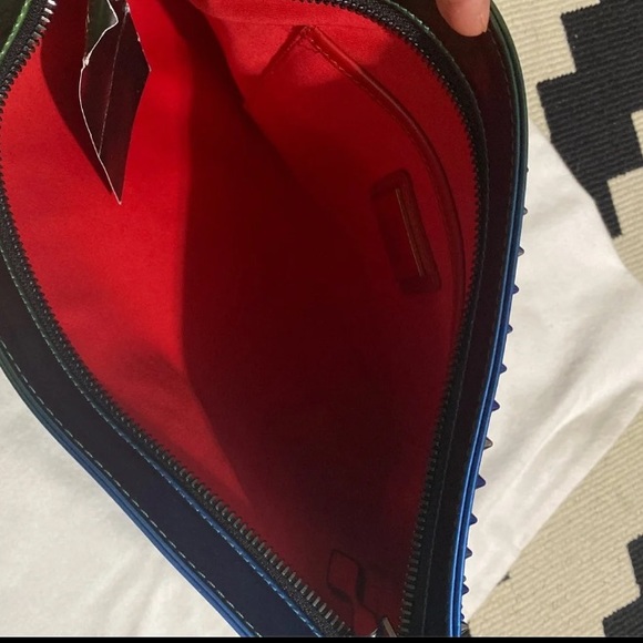 Christian Louboutin Loubiposh Blue Green Ocean Gradient Spike Clutch NEW - Picture 8 of 13